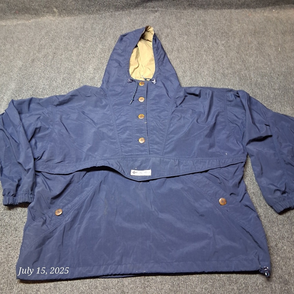 VTG Columbia Windbreaker Jacket Women 2XL Navy Blue Hooded Pullover‎